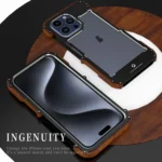 R-JUST Ironwood Generation Metal Hybrid Wood Phone Case, For iPhone 16 Pro Max, For iPhone 16 Pro, For iPhone 16 Plus, For iPhone 16, For iPhone 15 Pro Max, For iPhone 15 Pro, For iPhone 15 Plus... - Image 5