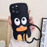 Wave Edge Big Duck Silicone Phone Case with Wristband, For iPhone 15 Pro Max, For iPhone 15 Pro, For iPhone 15 Plus, For iPhone 15