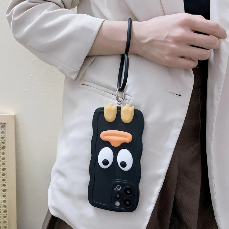 EDA0057012_B3.webp Wave Edge Big Duck Silicone Phone Case with Wristband, For iPhone 15 Pro Max, For iPhone 15 Pro, For iPhone 15 Plus, For iPhone 15 - Image 4
