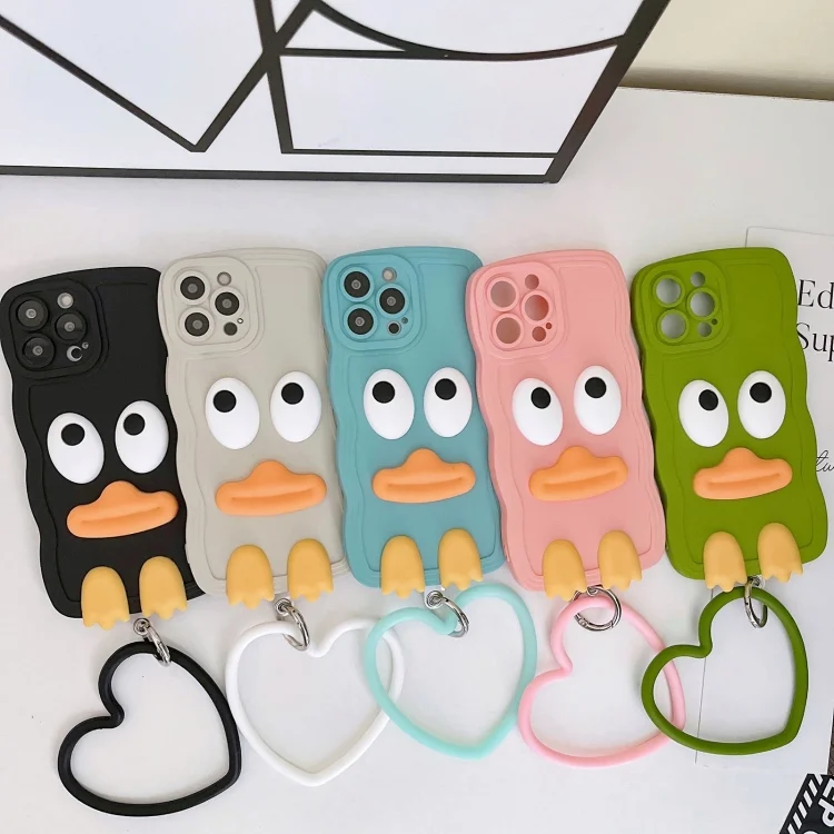 EDA0057012_B4.webp Wave Edge Big Duck Silicone Phone Case with Wristband, For iPhone 15 Pro Max, For iPhone 15 Pro, For iPhone 15 Plus, For iPhone 15 - Image 5