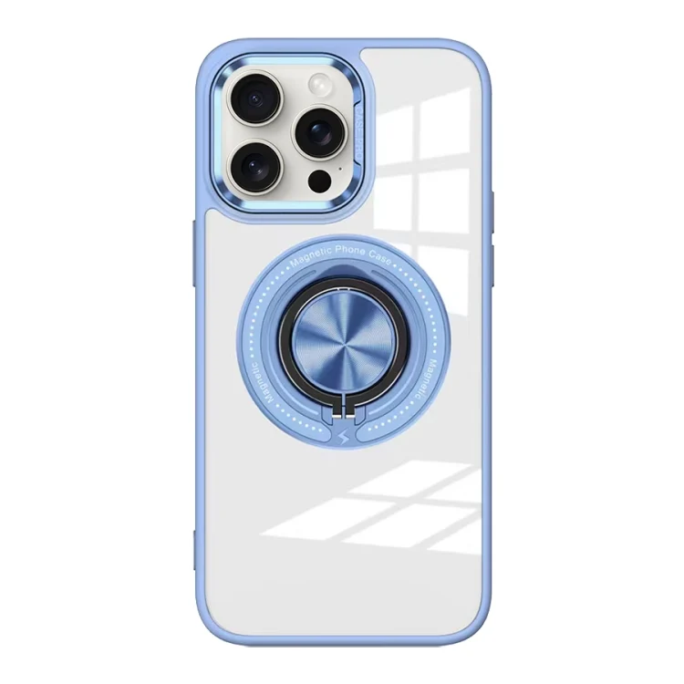 Magnetic Rotating Ring Holder Acrylic Phone Case, For iPhone 15 Pro Max, For iPhone 15 Pro, For iPhone 15 Plus
