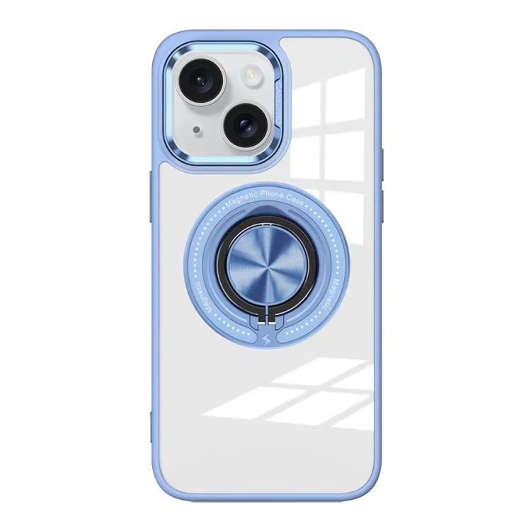 Magnetic Rotating Ring Holder Acrylic Phone Case, For iPhone 15