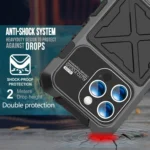 R-JUST Metal + Silicone + Tempered Glass Life Waterproof Phone Case with Holder, For iPhone 15 Pro Max, For iPhone 15 Pro, For iPhone 15 Plus, For iPhone 15 - Image 6