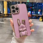 Plating Rabbit Holder Phone Case, For iPhone 15 Pro Max, For iPhone 15 Pro
