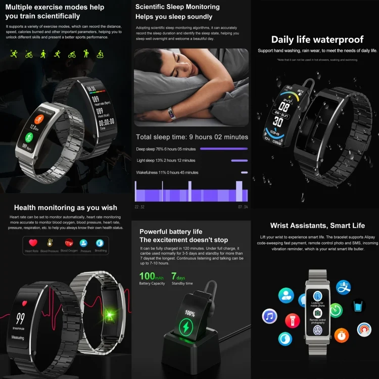 EDA0057154_B3.webp K7 1.14 inch TFT Screen Smart Call Bracelet, BT Call / Heart Rate / Blood Pressure / Blood Oxygen - Image 4
