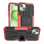 Tire Texture TPU + PC Phone Case with Holder, For  iPhone 15 Plus, For  iPhone 15 Pro Max, For  iPhone 15, For iPhone 15 Pro