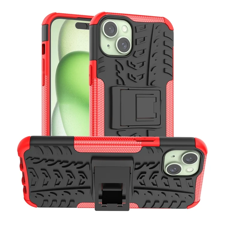 Tire Texture TPU + PC Phone Case with Holder, For  iPhone 15 Plus, For  iPhone 15 Pro Max, For  iPhone 15, For iPhone 15 Pro
