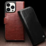 QIALINO Classic 103 Buckle Genuine Leather Phone Case, For iPhone 15 Pro Max, For iPhone 15 Pro, For iPhone 15 Plus, For iPhone 15 - Image 2