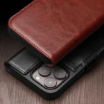 QIALINO Classic 103 Buckle Genuine Leather Phone Case, For iPhone 15 Pro Max, For iPhone 15 Pro, For iPhone 15 Plus, For iPhone 15 - Image 3