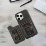 01 RFID Card Bag Cowhide Texture PU Phone Case, For iPhone 15 Pro Max - Image 5