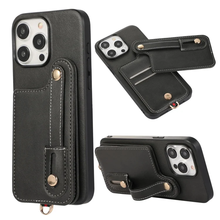 03 RFID Card Bag Cowhide Texture PU Phone Case, For iPhone 15 Pro Max