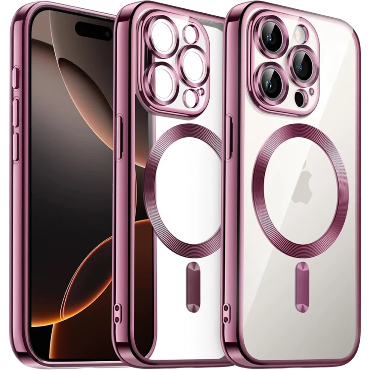 Transparent Electroplated Magsafe Magnetic TPU Phone Case, For iPhone 16 Pro Max, For iPhone 16 Pro, For iPhone 16, For iPhone 15 Pro Max