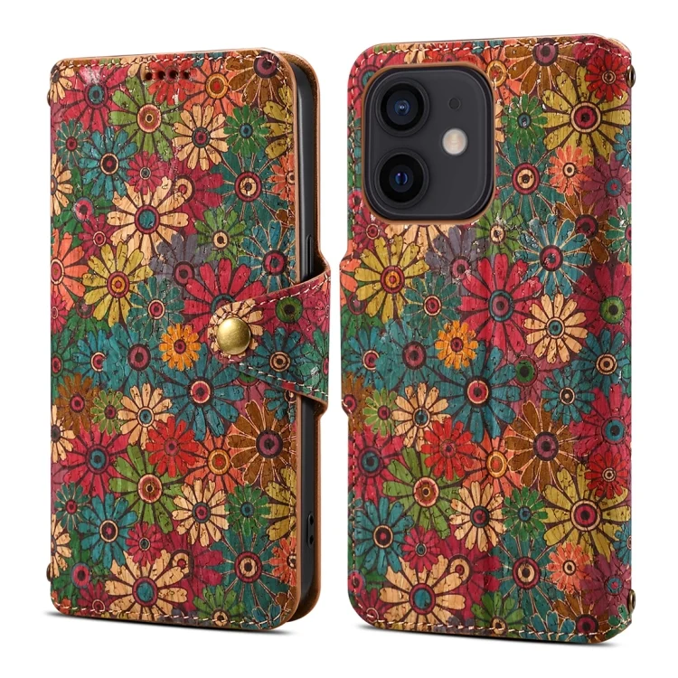 Denior Flower Language Series Cork Fabric Oil Edge Leather Phone Case, For iPhone 12, For iPhone 12 Pro Max, For iPhone 12 Pro, For iPhone 11 Pro Max, For iPhone 11