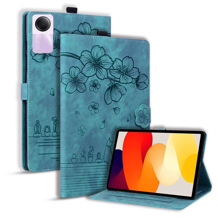 Cartoon Sakura Cat Embossed Leather Tablet Case, For Xiaomi Redmi Pad SE, For Xiaomi Pad 6 / 6 Pro, For Xiaomi Redmi Pad 10.61 2022, For Xiaomi Pad 5 / 5 Pro