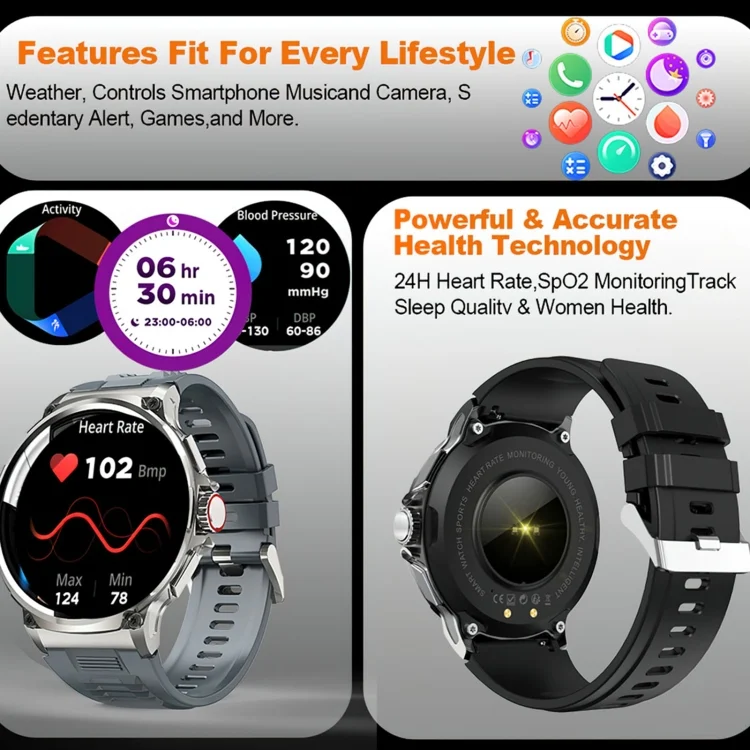 EDA0058722_B6.webp V69 IP68 BT5.0 1.85inch Smart Watch Support Voice Call / Sleep Detection - Image 7