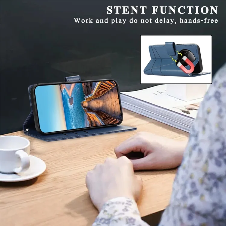 EDA005878160A_4.webp PU Genuine Leather Texture Embossed Line Phone Case, For Xiaomi Redmi A3, For Xiaomi Redmi Note 13 Pro 4G, For Xiaomi Redmi Note 13 4G - Image 5