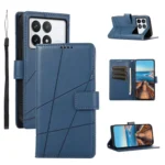 PU Genuine Leather Texture Embossed Line Phone Case, For Xiaomi Poco X6 Pro 5G, For Xiaomi 14 Ultra, For Xiaomi 14 Pro