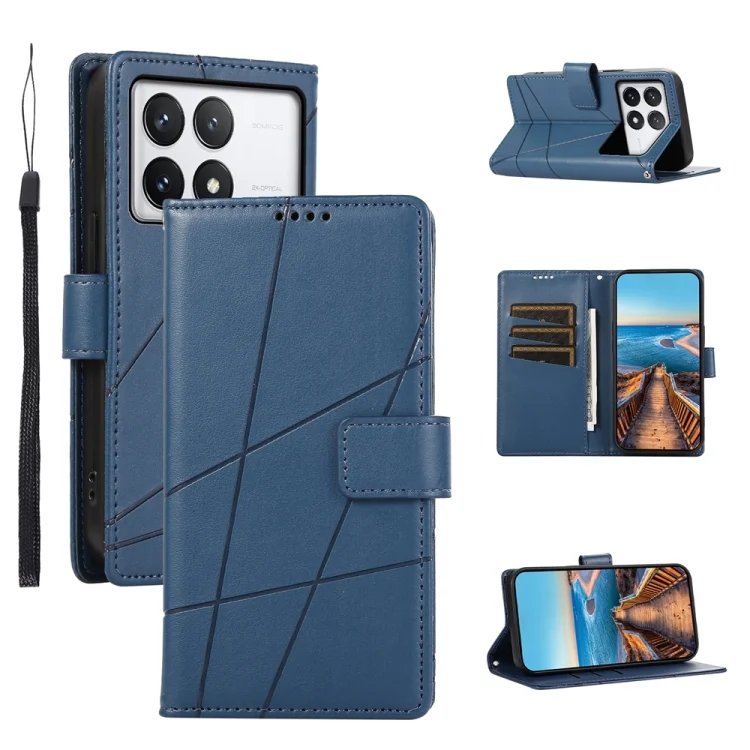 PU Genuine Leather Texture Embossed Line Phone Case, For Xiaomi Poco X6 Pro 5G, For Xiaomi 14 Ultra, For Xiaomi 14 Pro