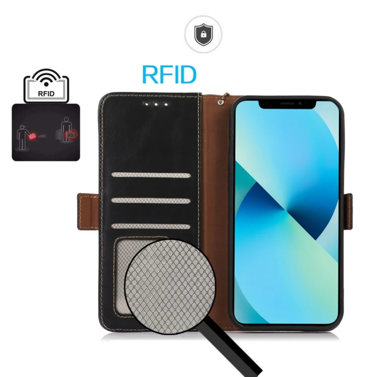 EDA005883606A_4.webp Magnetic Crazy Horse Texture Genuine Leather RFID Phone Case, For Xiaomi Redmi A3, For Xiaomi Redmi 13C 4G/5G/Poco C65/Poco M6, For Xiaomi Redmi Note 13 Pro 4G/Poco M6 Pro... - Image 5