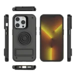 Carbon Fiber Texture PC + TPU Phone Case with Metal Holder, For iPhone 14 Pro, For iPhone 14 Pro Max - Image 8
