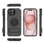 Carbon Fiber Texture PC + TPU Phone Case with Metal Holder, For iPhone 15, For iPhone 14 Plus, For iPhone 14 - Image 8