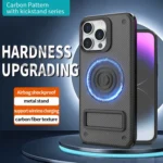 Carbon Fiber Texture PC + TPU Phone Case with Metal Holder, For iPhone 14 Pro, For iPhone 14 Pro Max - Image 2