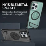Carbon Fiber Texture PC + TPU Phone Case with Metal Holder, For iPhone 14 Pro, For iPhone 14 Pro Max - Image 4