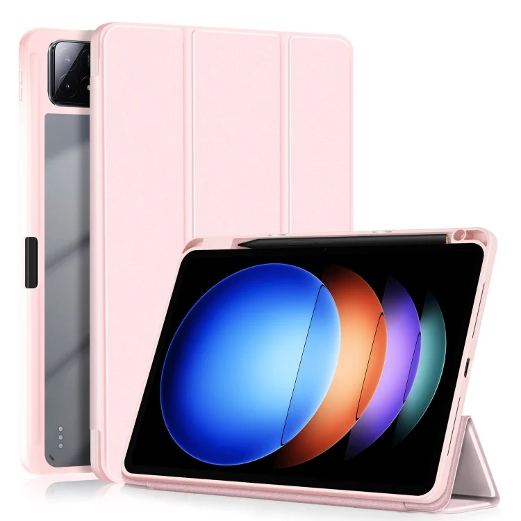 Acrylic 3-Fold Solid Color Smart Leather Tablet Case, For Xiaomi Pad 6S Pro 12.4, For Xiaomi Redmi Pad SE, For Xiaomi Pad 6 / 6 Pro