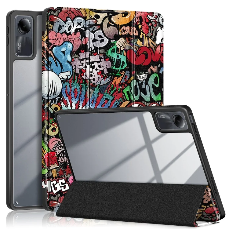 Acrylic 3-Fold Painted Smart Leather Tablet Case, For Xiaomi Redmi Pad SE, For Xiaomi Pad 6 / 6 Pro