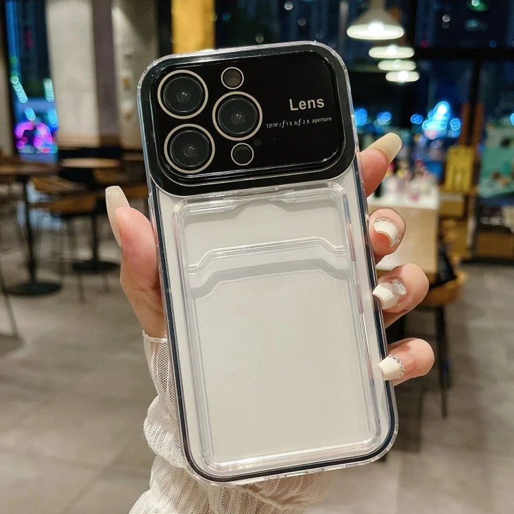 Large Window PC Hybrid TPU Phone Case with Card Slot, For iPhone 11 Pro