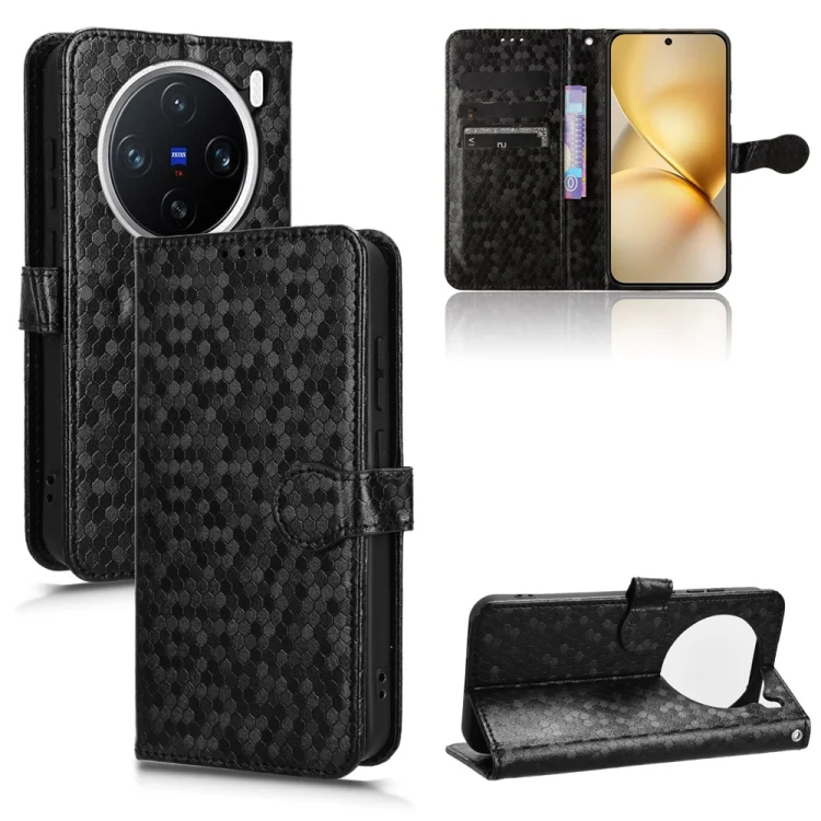 Honeycomb Dot Texture Leather Phone Case, For vivo X200 5G, For vivo X200 Pro mini 5G, For vivo X200 Pro 5G, For vivo T3 Pro 5G India / iQOO Z9s Pro 5G
