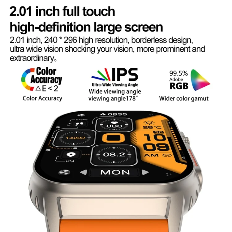 EDA0059146_B4.webp G41 Smart Bracelet, 2.01 inch IP67 Waterproof Smart Watch, Bluetooth Call / Heart Rate / Non-invasive Blood Glucose / HRV / MET - Image 5