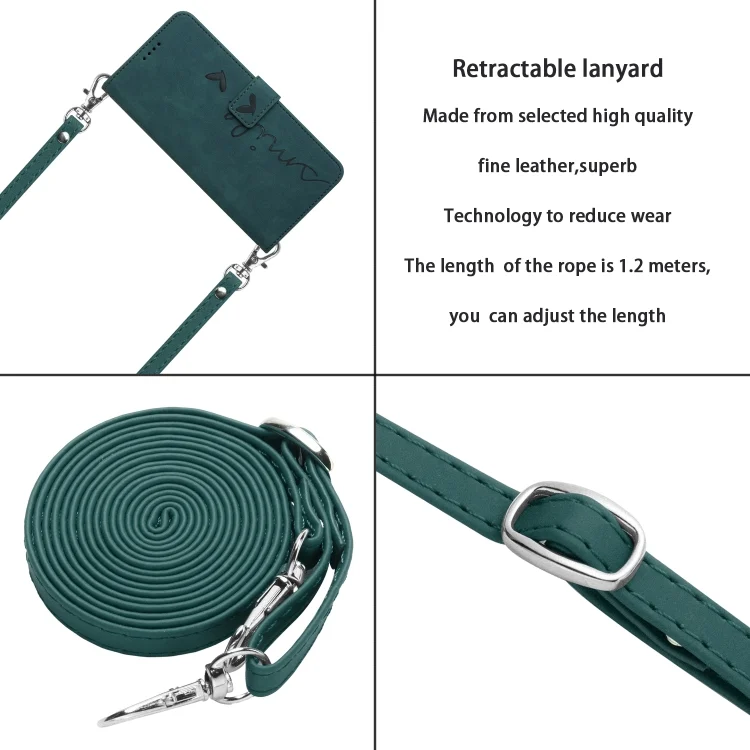 EDA005918010A_6.webp Skin Feel Heart Embossed Leather Phone Case with Long Lanyard, For Xiaomi Redmi Note 13 4G Global, For Xiaomi Redmi K70E, For Xiaomi 14 Ultra, For Xiaomi 14 Pro - Image 7