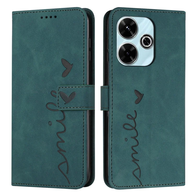 Skin Feel Heart Embossed Leather Phone Case with Long Lanyard, For Xiaomi Redmi 13 4G, For Xiaomi Redmi Turbo 3, For Xiaomi Redmi A3, For Xiaomi Redmi Note 13 Pro 4G Global