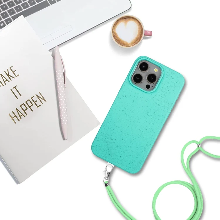 EDA005958201A_3.webp Wheat MagSafe Magnetic Straw Material + TPU Phone Case with Lanyard, For iPhone 15 Pro Max, For iPhone 15 Pro - Image 4
