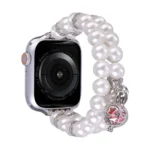 Beaded Dual Row Pearl Bracelet Watch Band, For Apple Watch Series 8 41mm, For Apple Watch Series 8 45mm, For Apple Watch SE 2022 40mm, For Apple Watch SE 2022 44mm, For Apple Watch Series 7 41mm...