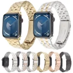 22mm Ultra-thin Five Beads Stainless Steel Watch Band, For Apple Watch SE 2023 44mm, For Apple Watch SE 2023 40mm, For Apple Watch Ultra 2 49mm - Image 2