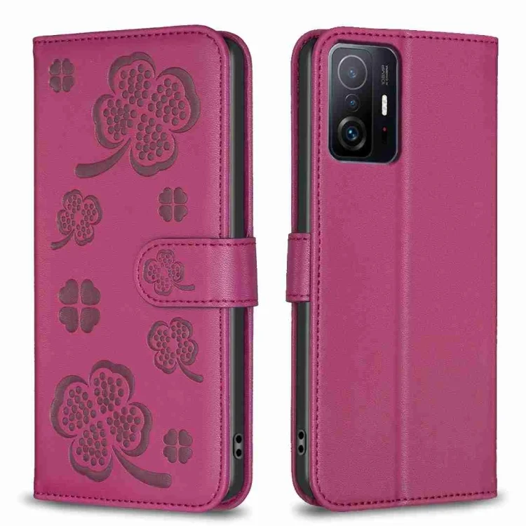 Four-leaf Embossed Leather Phone Case, For Xiaomi 11T / 11T Pro, For Xiaomi Redmi Note 10 5G, For Xiaomi Mi 11 Lite