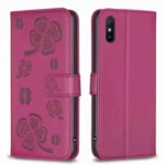 Four-leaf Embossed Leather Phone Case, For Xiaomi Redmi 9A, For Xiaomi Redmi 9, For Xiaomi Redmi Note 9