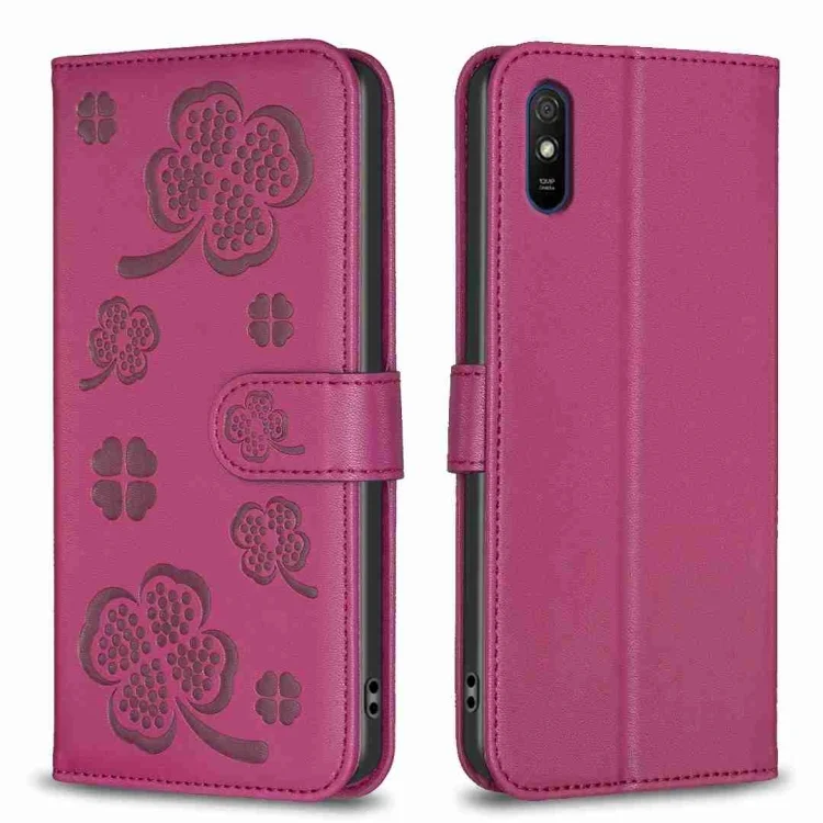 Four-leaf Embossed Leather Phone Case, For Xiaomi Redmi 9A, For Xiaomi Redmi 9, For Xiaomi Redmi Note 9