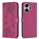 Four-leaf Embossed Leather Phone Case, For Xiaomi Poco M6 4G / Redmi 13 4G, For Xiaomi Redmi A3, For Xiaomi Redmi Note 13 Pro 4G Global