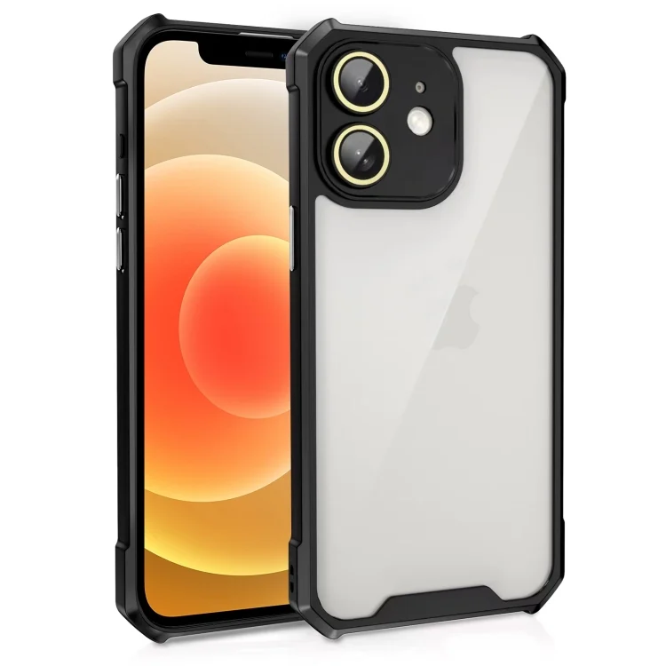 Shockproof Acrylic Phone Case with Lens Glass Film, For iPhone 12, For iPhone 12 Pro Max, For iPhone 12 Pro