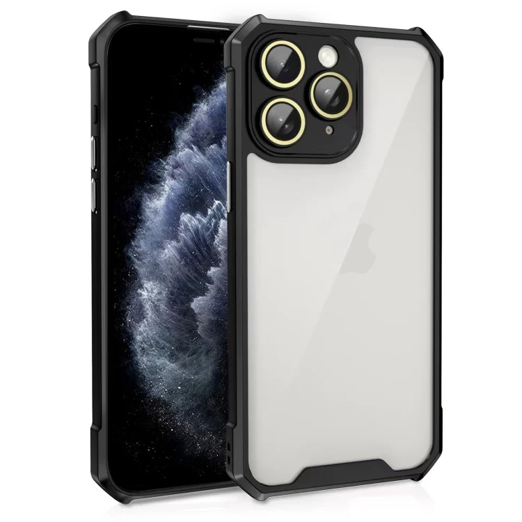 Shockproof Acrylic Phone Case with Lens Glass Film, For iPhone 11 Pro Max, For iPhone 11
