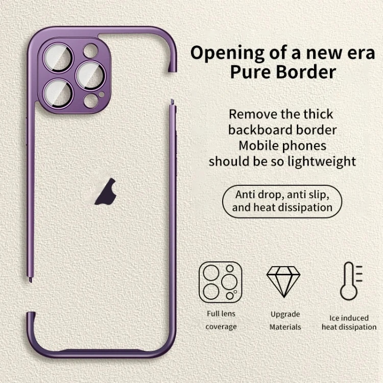 EDA0060251_B2.webp Macaron PC Phone Pure Border Frame with Lens Glass Film, For iPhone 15 Pro Max, For iPhone 15 Pro - Image 3