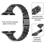 Slim Seven Bead Slingshot Buckle Metal Watch Band, For Apple Watch Series 6 44mm, For Apple Watch Series 5 44mm, For Apple Watch Series 5 40mm, For Apple Watch Series 4 44mm... - Image 3