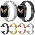 Slim Seven Bead Slingshot Buckle Metal Watch Band, For Apple Watch Series 6 44mm, For Apple Watch Series 5 44mm, For Apple Watch Series 5 40mm, For Apple Watch Series 4 44mm... - Image 2