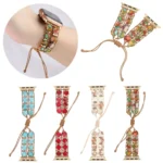 Hexagonal Stones Drawstring Chain Watch Band, For Apple Watch Series 6 44mm, For Apple Watch Series 5 44mm, For Apple Watch Series 5 40mm, For Apple Watch Series 4 44mm, For Apple Watch Series 4 40mm - Image 3