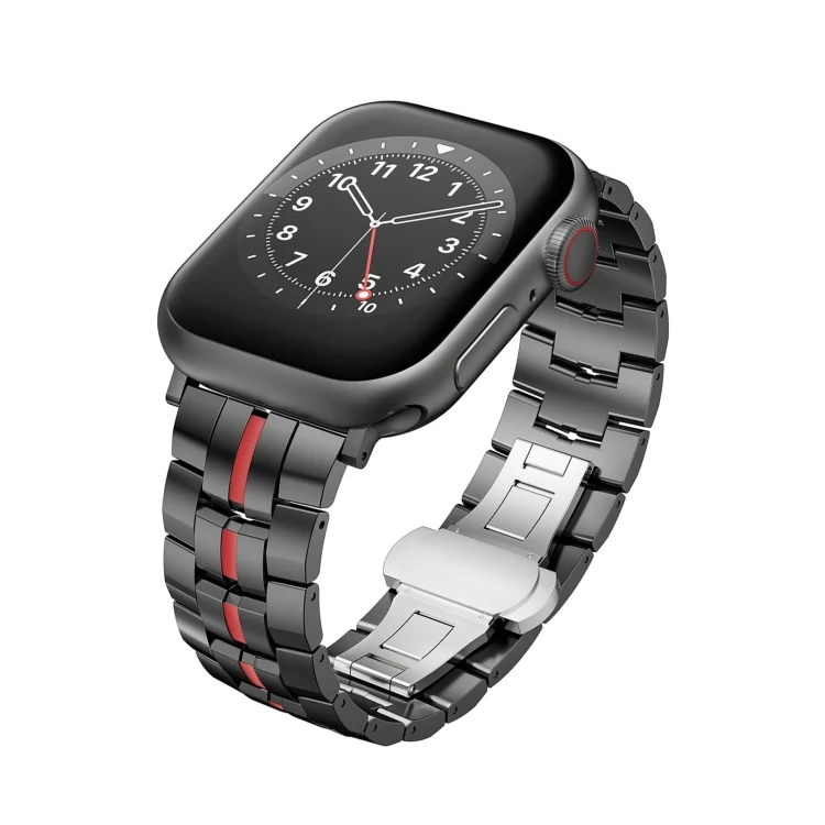 Butterfly Buckle 5-Beads Metal Watch Band, For Apple Watch Series 4 44mm, For Apple Watch Series 4 40mm, For Apple Watch Series 3 38mm