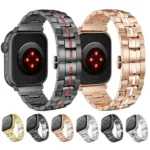 Butterfly Buckle 5-Beads Metal Watch Band, For Apple Watch Series 3 42mm, For Apple Watch Series 2 42mm, For Apple Watch Series 2 38mm - Image 4