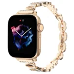 Leopard Rhinestones Metal Chain Watch Band, For Apple Watch SE 2023 44mm, For Apple Watch SE 2023 40mm, For Apple Watch Ultra 2 49mm, For Apple Watch Series 9 45mm, For Apple Watch Series 9 41mm...